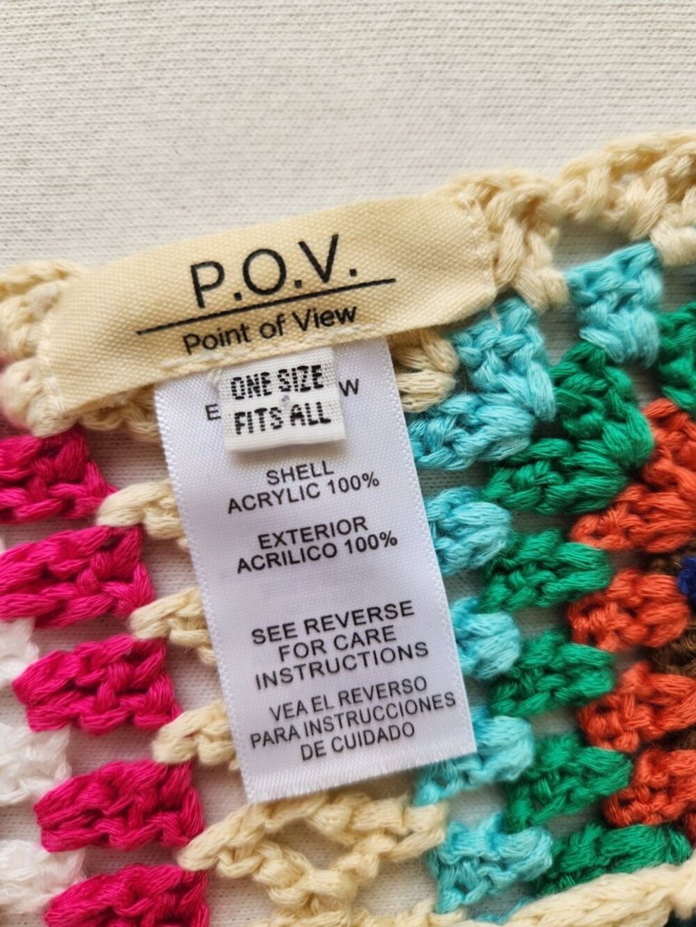 Colorful Crochet Granny Square Sweater Summer Beach Festival Boho Hippie Cropped - Picture 5 of 8